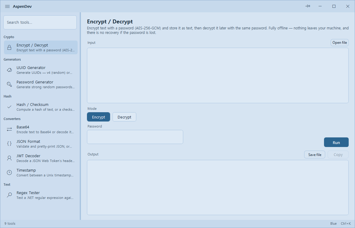 AspenDev — Blue theme