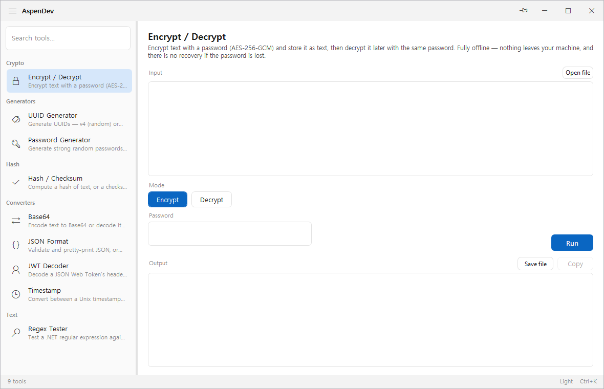 AspenDev — Light theme