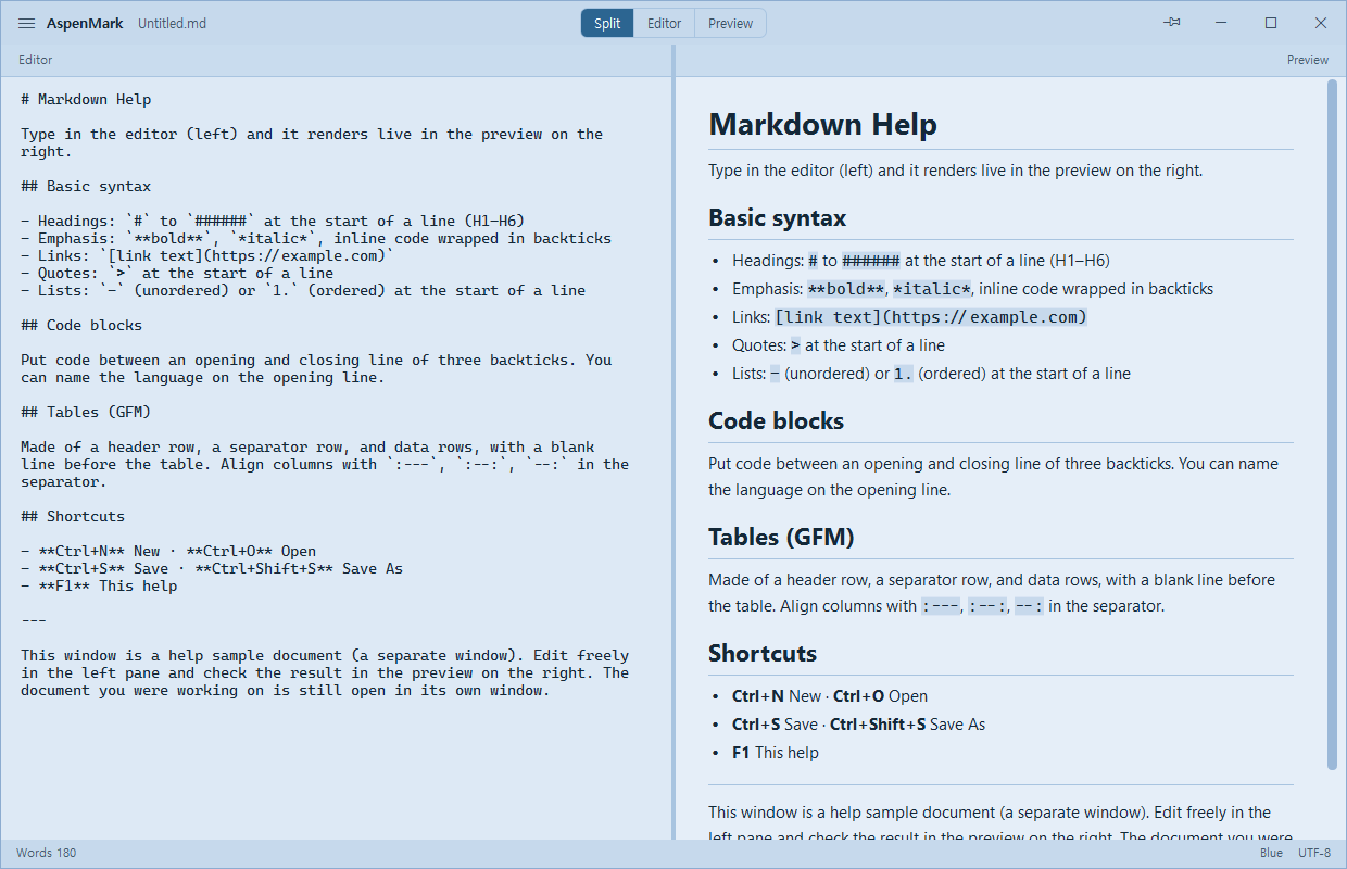 AspenMark — Blue theme