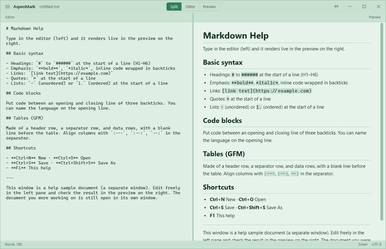 AspenMark — Green theme